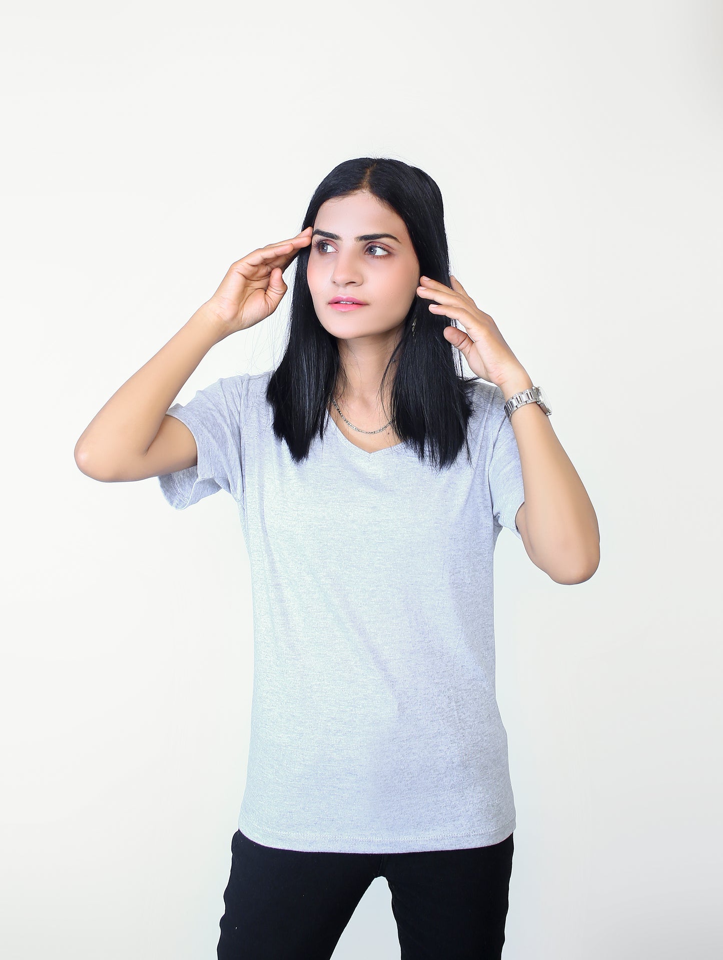Ladies V-Neck Short Sleeve Vest Tee Shirt