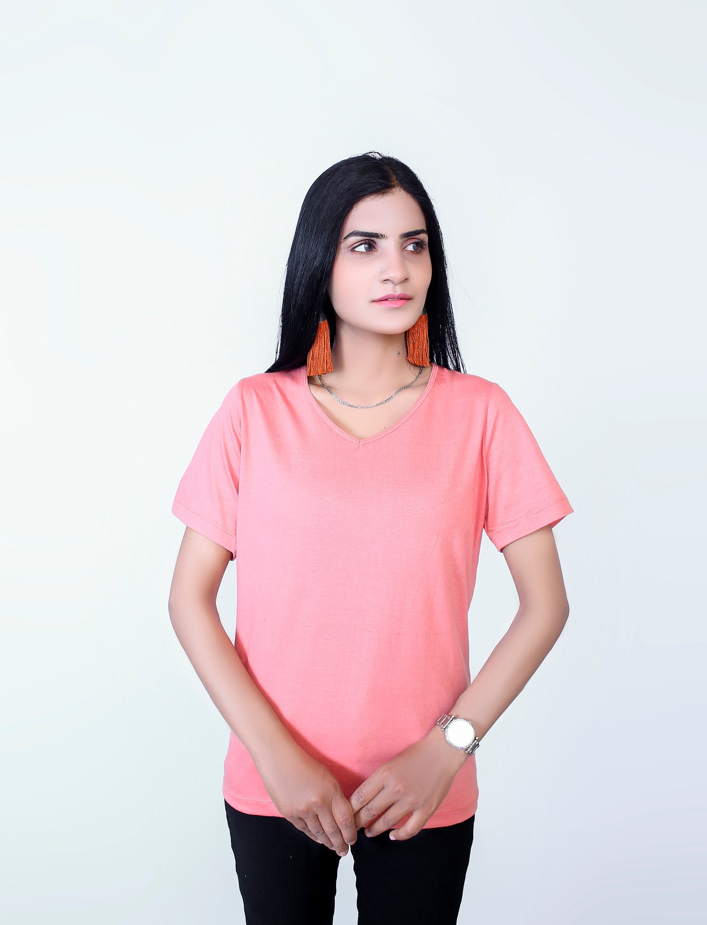 Ladies V-Neck Short Sleeve Vest Tee Shirt