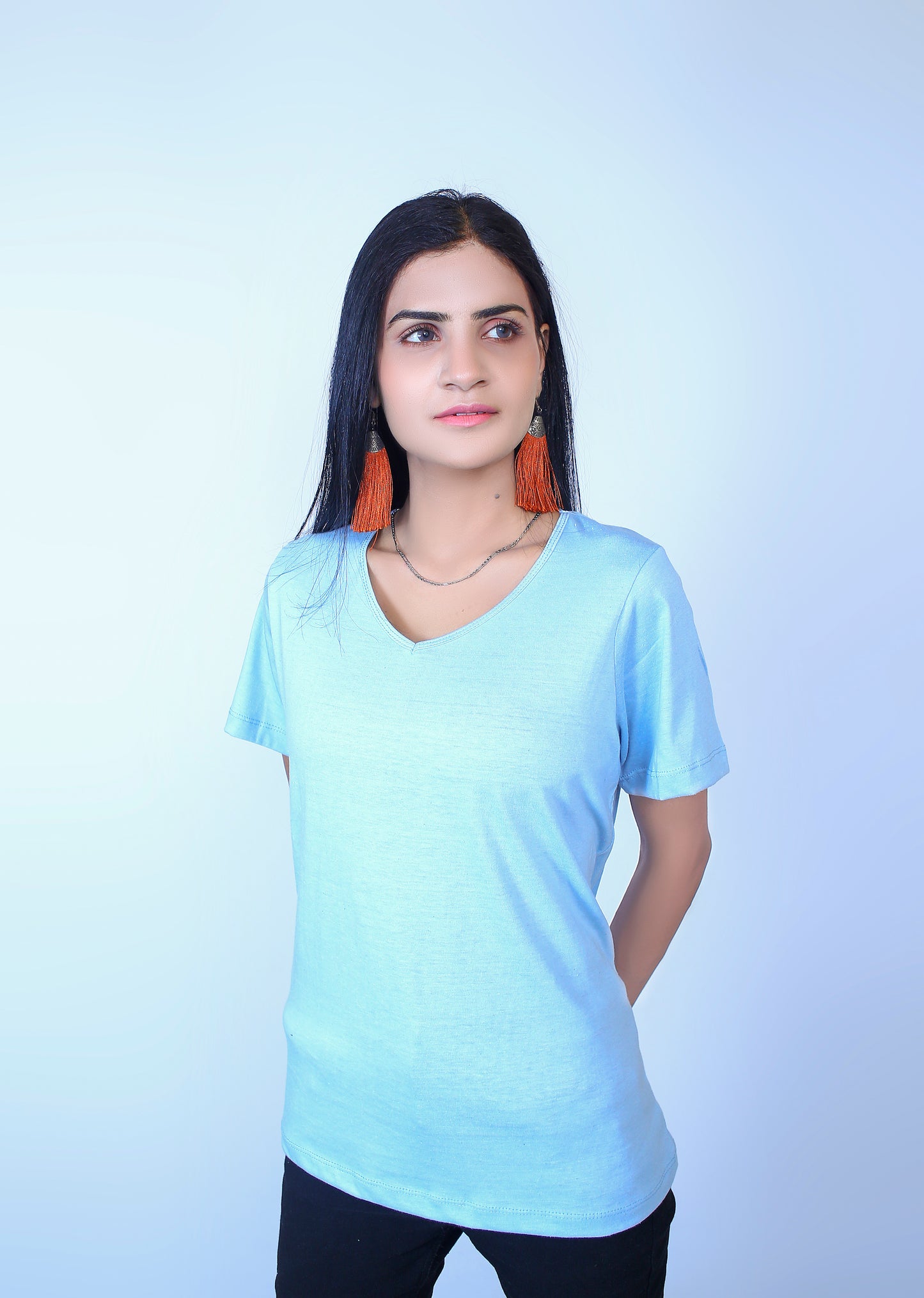 Ladies V-Neck Short Sleeve Vest Tee Shirt