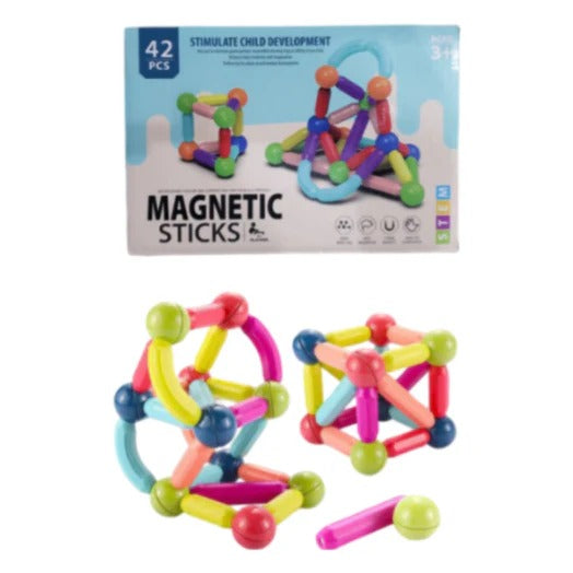 42pcs Magnetic Toys Building Blocks Set – Stem Magnet Balls And Rods Construction Kit For Kids