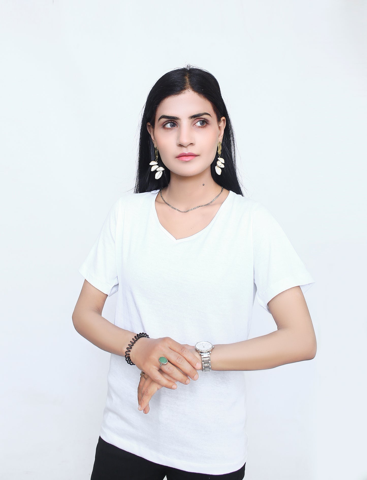 Ladies V-Neck Short Sleeve Vest Tee Shirt
