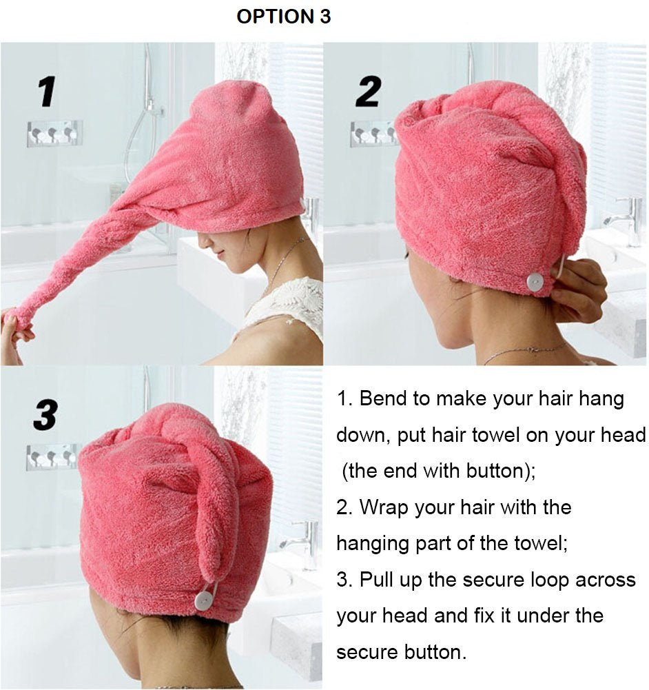 Best Hair Drying Cap Towel Hair Wrap Towel Quick Dry Cap Single piece 100% Cotton Turbie Hair Dryer Cap Towel - for diffrence color Hair Wrap Towel