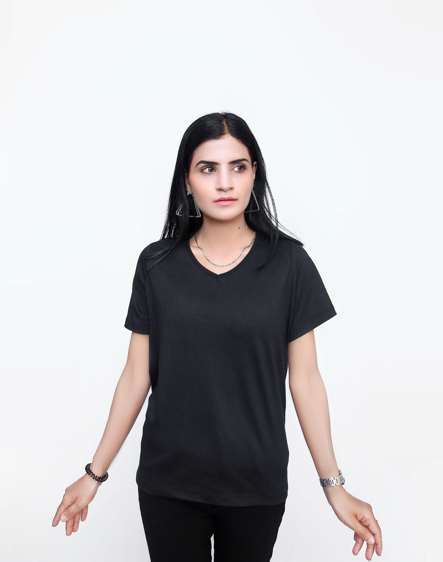 Ladies V-Neck Short Sleeve Vest Tee Shirt