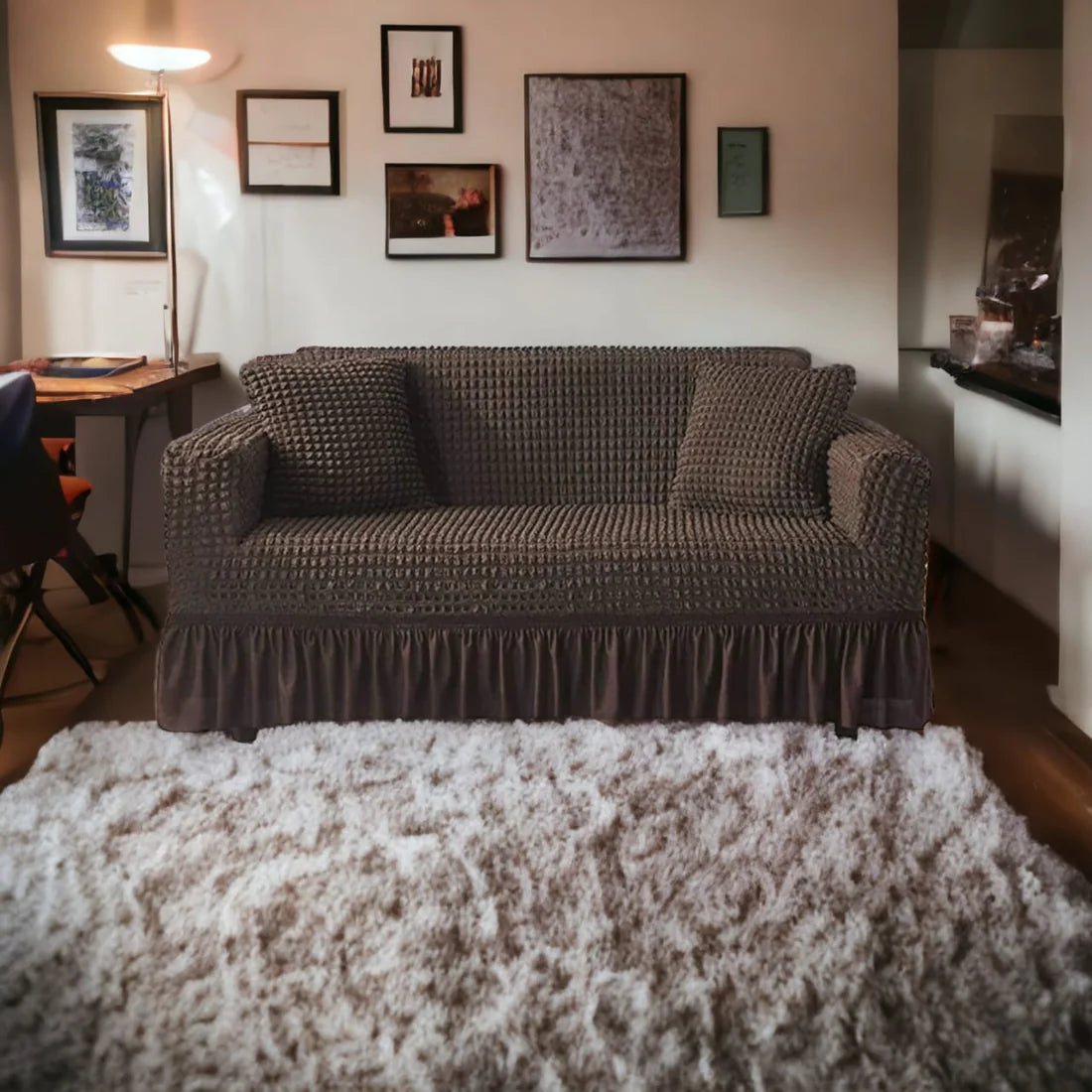 RUFFELED SUR SUCKER TURKISH SOFA COVER