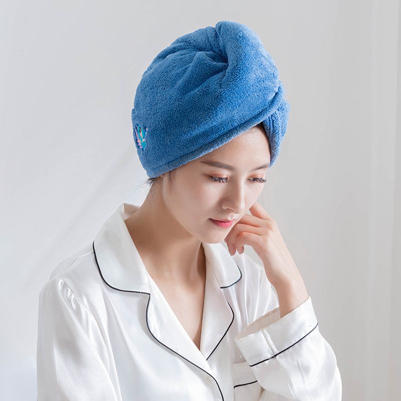 Best Hair Drying Cap Towel Hair Wrap Towel Quick Dry Cap Single piece 100% Cotton Turbie Hair Dryer Cap Towel - for diffrence color Hair Wrap Towel